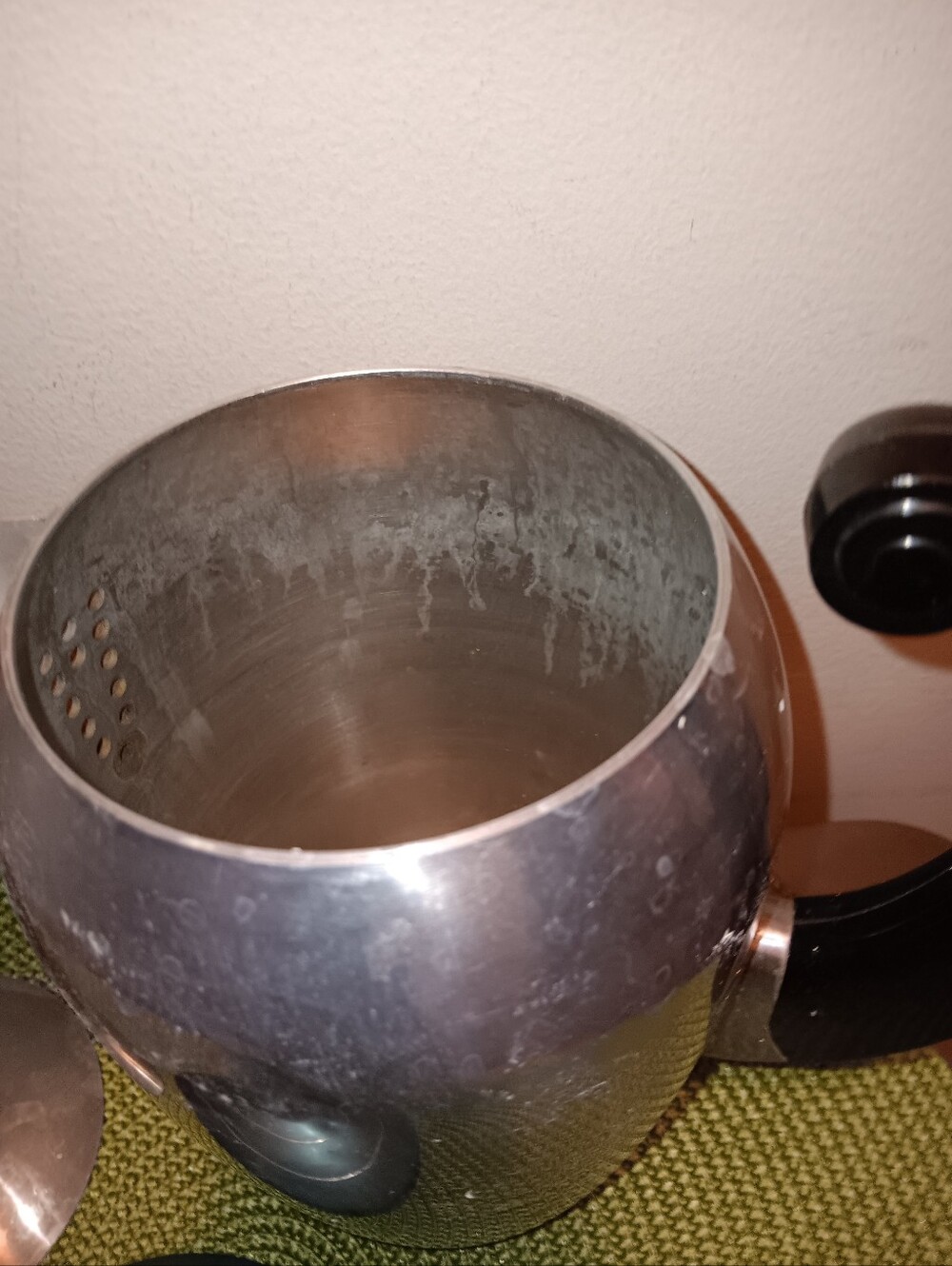 Complete Wear-Ever Hallite stovetop coffee percolator #2328 Turquoise Lid As Is - Picture 3 of 4
